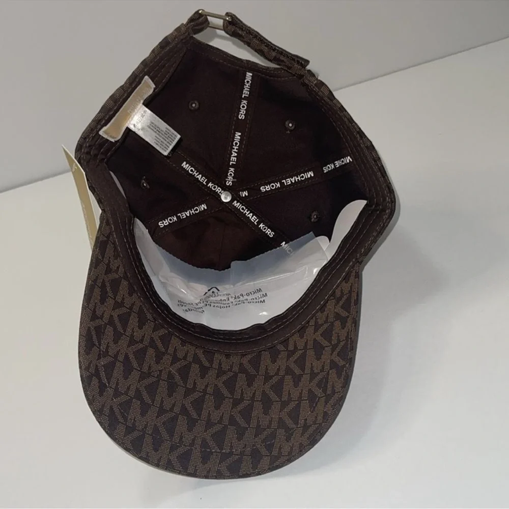 Michael Kors Signature MK Logo Baseball Cap Hat, Brown One Size.NWT